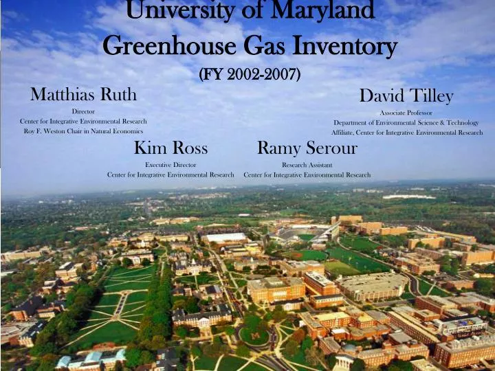 university of maryland greenhouse gas inventory fy 2002 2007
