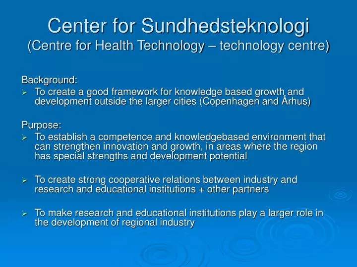 center for sundhedsteknologi centre for health technology technology centre