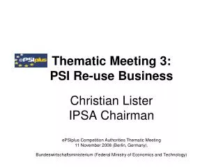 Thematic Meeting 3: PSI Re-use Business