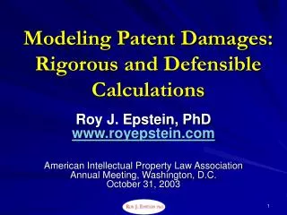 Modeling Patent Damages: Rigorous and Defensible Calculations