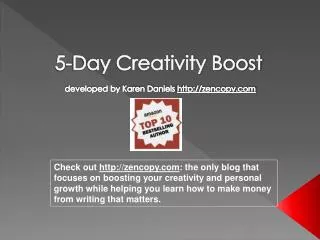 5-Day Creativity Boost developed by Karen Daniels zencopy