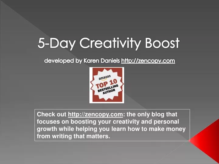 5 day creativity boost developed by karen daniels http zencopy com