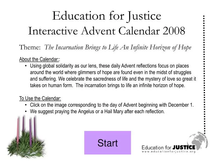 education for justice interactive advent calendar 2008