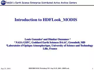 Introduction to HDFLook_MODIS