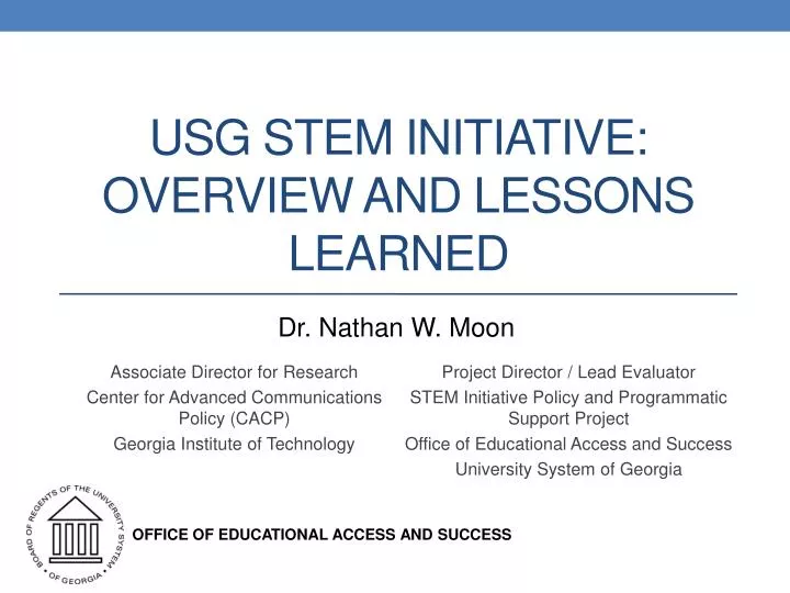 usg stem initiative overview and lessons learned