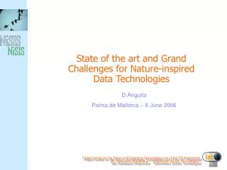 State of the art and Grand Challenges for Nature-inspired Data Technologies