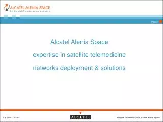 Alcatel Alenia Space expertise in satellite telemedicine networks deployment &amp; solutions