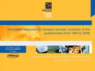 Immobility measured by transport surveys, evolution of the questionnaire from 1994 to 2008