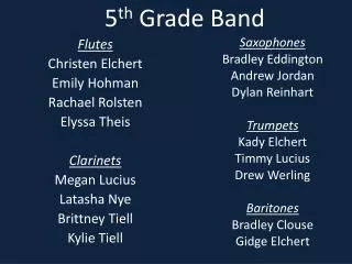 5 th Grade Band