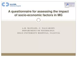 A questionnaire for assessing the impact of socio-economic factors in MG