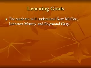 Learning Goals