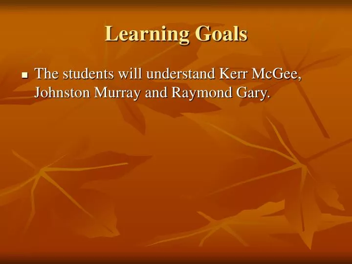 learning goals