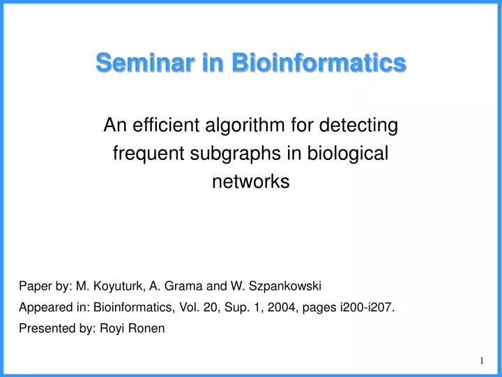seminar in bioinformatics