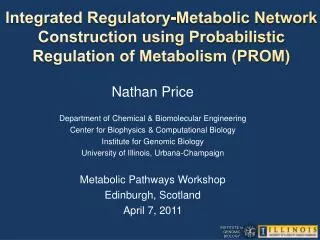 Nathan Price Department of Chemical &amp; Biomolecular Engineering
