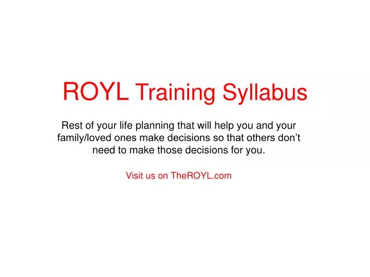 royl training syllabus