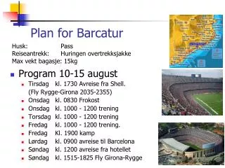 plan for barcatur
