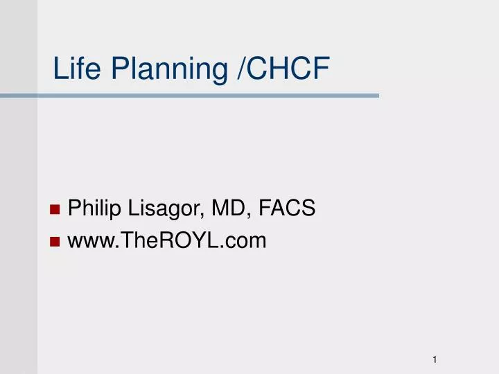 life planning chcf