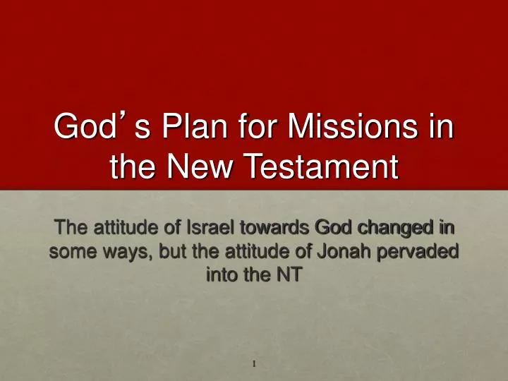god s plan for missions in the new testament