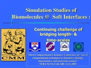 Simulation Studies of Biomolecules @ Soft Interfaces :