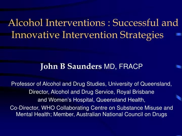 alcohol interventions successful and innovative intervention strategies