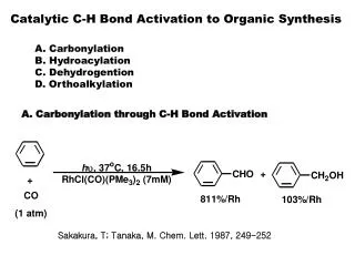 Catalytic C-H Bond Activation to Organic Synthesis