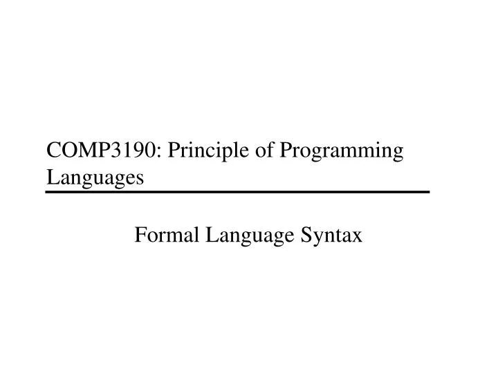 comp3190 principle of programming languages