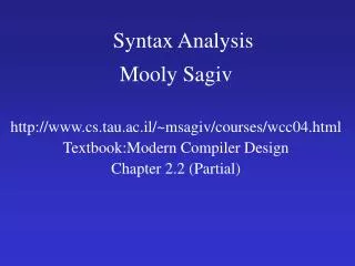 Syntax Analysis