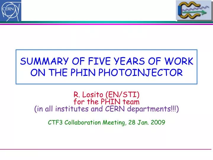 summary of five years of work on the phin photoinjector