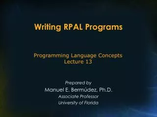 Writing RPAL Programs