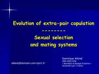 Evolution of extra-pair copulation -------- Sexual selection and mating systems