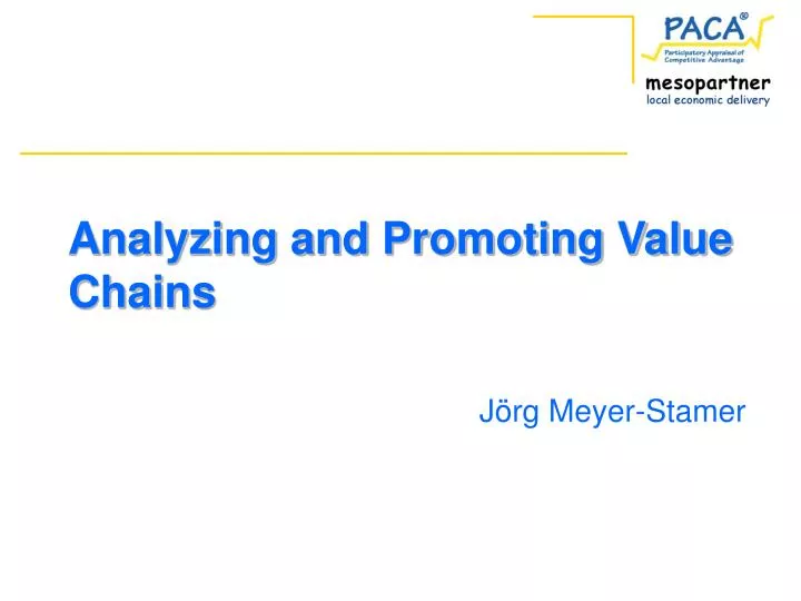 analyzing and promoting value chains