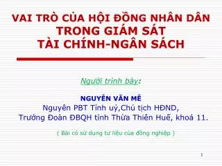 vai tr c a h i ng nh n d n trong gi m s t t i ch nh ng n s ch