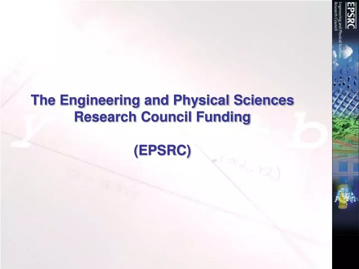the engineering and physical sciences research council funding epsrc