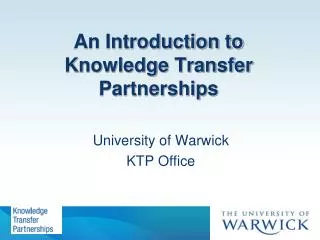 An Introduction to Knowledge Transfer Partnerships
