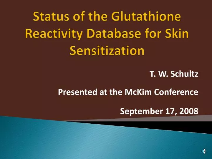 status of the glutathione reactivity database for skin sensitization