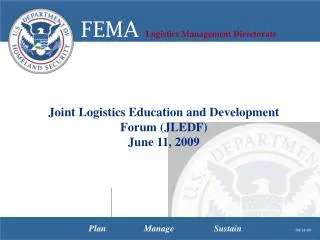 Joint Logistics Education and Development Forum (JLEDF) June 11, 2009