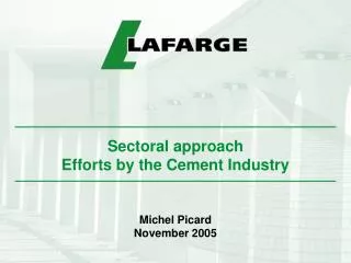 Sectoral approach Efforts by the Cement Industry