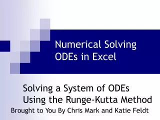 Numerical Solving ODEs in Excel