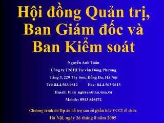 h i ng qu n tr ban gi m c v ban ki m so t