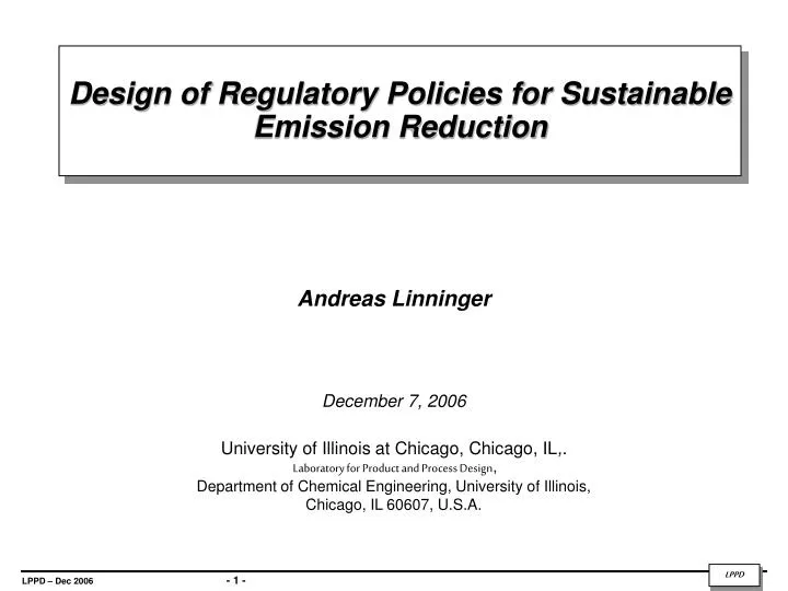 design of regulatory policies for sustainable emission reduction