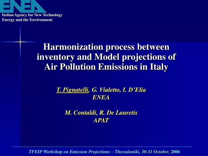 harmonization process between inventory and model projections of air pollution emissions in italy