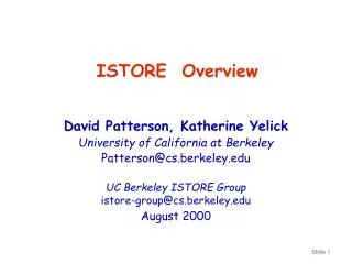 ISTORE Overview