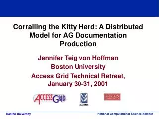 Corralling the Kitty Herd: A Distributed Model for AG Documentation Production