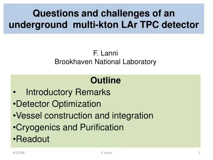 questions and challenges of an underground multi kton lar tpc detector