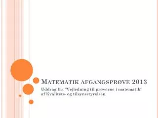 matematik afgangspr ve 2013