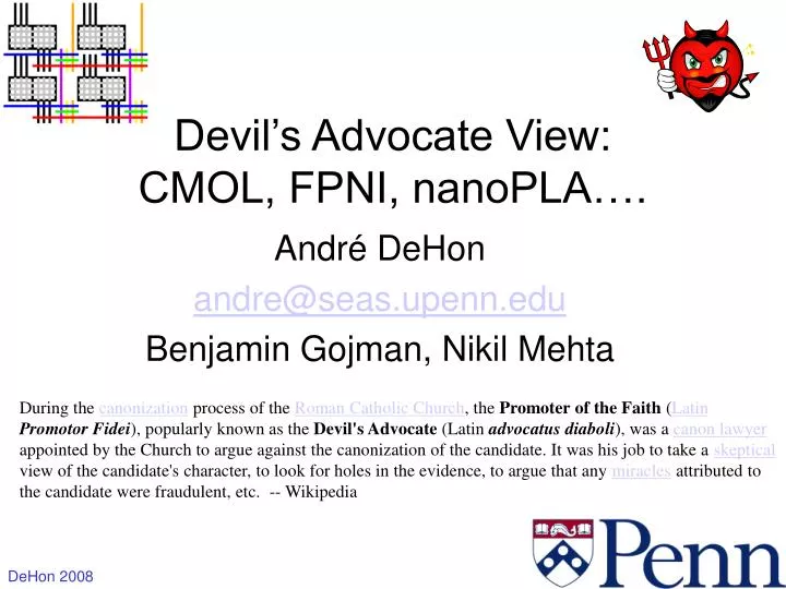 devil s advocate view cmol fpni nanopla