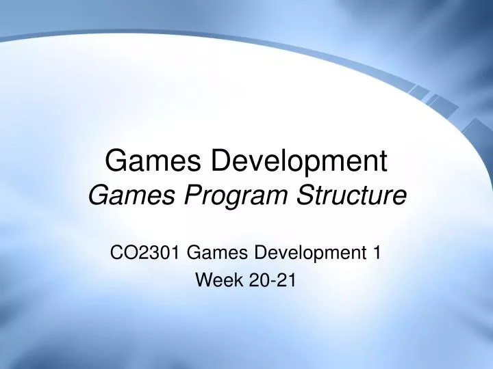 games development games program structure