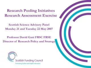 Research Pooling Initiatives Research Assessment Exercise