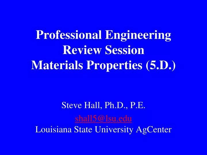 professional engineering review session materials properties 5 d