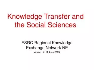 Knowledge Transfer and the Social Sciences